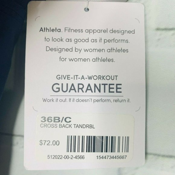NEW Athleta tankini top Cross Back navy blue racerback swimsuit 36 B C women - Picture 8 of 10